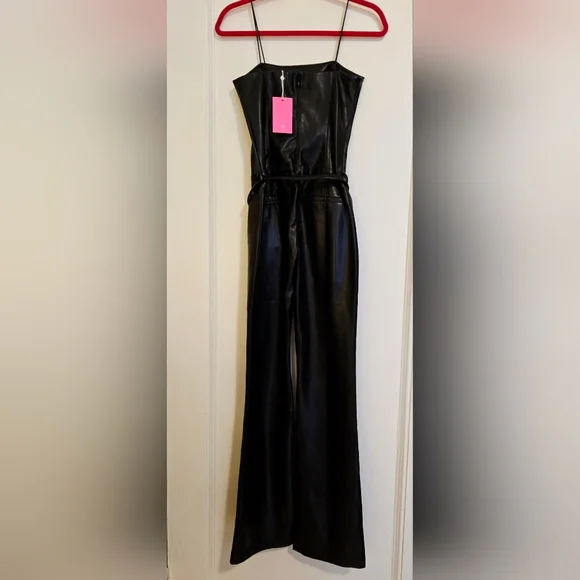 NEW Amanda Uprichard Black Uptown Amoret Faux Leather Jumpsuit | Sz XS - Picture 13 of 14